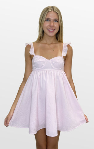 Palest of Pink Bustier Bodice Mini Dress