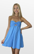 Load image into Gallery viewer, Eyelet With a Twist Strapless Mini Dress