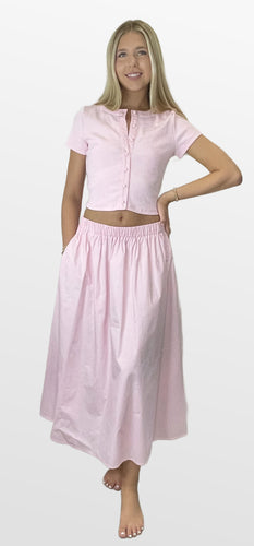 Soft Tones Button Top and Midi Skirt