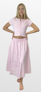 Soft Tones Button Top and Midi Skirt