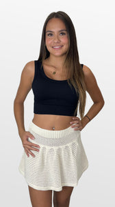 Cutie Crochet Knit Flounce Mini Skirt