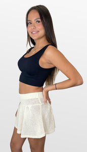 Cutie Crochet Knit Flounce Mini Skirt