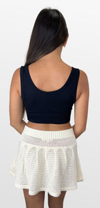 Cutie Crochet Knit Flounce Mini Skirt