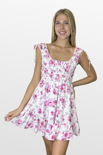 Rosey Pink Smocked Waist Dress