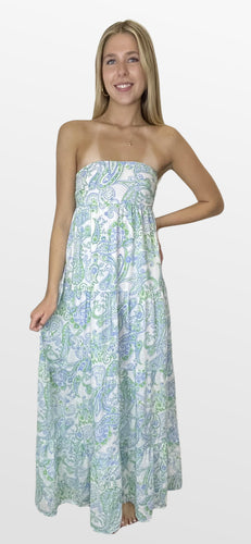 Feel the Ocean Strapless Maxi Dress