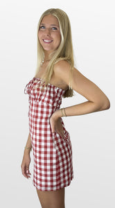 Field Trip Gingham Strapless Dress