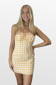 Field Trip Gingham Strapless Dress