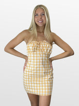 Load image into Gallery viewer, Field Trip Gingham Strapless Dress