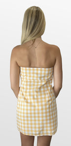 Field Trip Gingham Strapless Dress