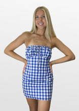 Load image into Gallery viewer, Field Trip Gingham Strapless Dress