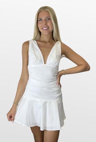 Just a Flirt V Neck Mini Dress