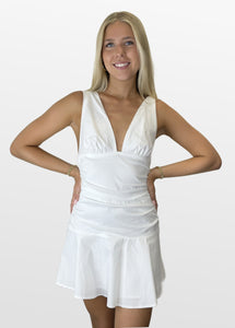 Just a Flirt V Neck Mini Dress