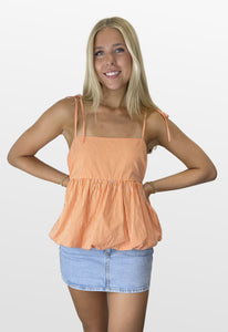 Go Orange Gingham Babydoll Top