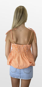 Go Orange Gingham Babydoll Top