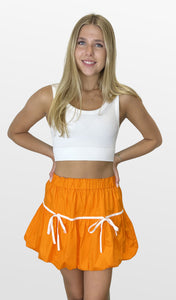 Bows and Bubble Hem Mini Skirt