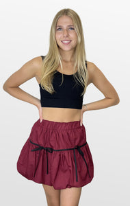 Bows and Bubble Hem Mini Skirt