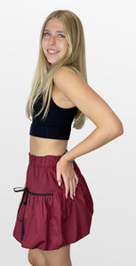 Bows and Bubble Hem Mini Skirt