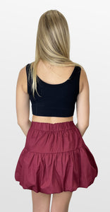 Bows and Bubble Hem Mini Skirt