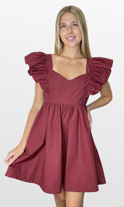 Game Plan Ruffle Shoulder Dress