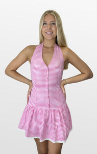 Sweet Summer Gingham Halter Dress