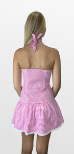 Sweet Summer Gingham Halter Dress