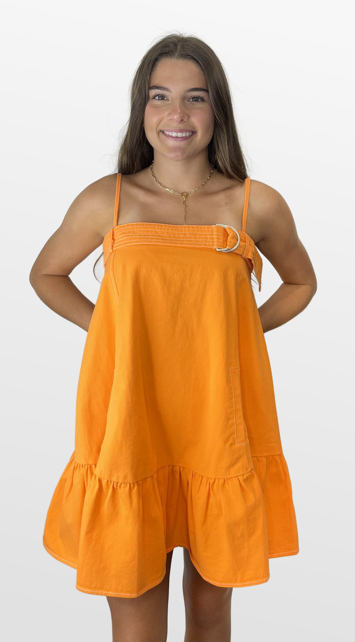 orange trapeze dress Tricolor Lattice Point DEsprit Trapeze Dress With Handkerchief Tiers
