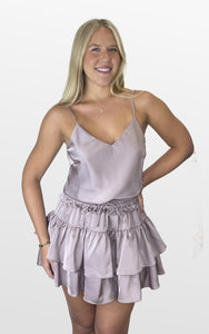 A Bit of A Flirt Silky Tiered Skirt