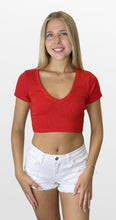 Load image into Gallery viewer, Everyday Cropped V Neck Tee