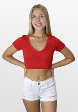 Load image into Gallery viewer, Everyday Cropped V Neck Tee