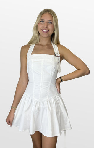 Fasten Up Drop Waist Halter Dress
