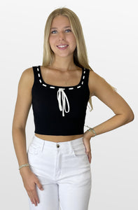 Elevate Me Knit Bow Trimmed Top