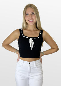 Elevate Me Knit Bow Trimmed Top