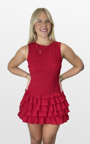 Hot Sauce Smocked Bodice Dress