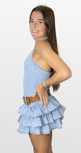 Serving Attitude Denim Halter Dress