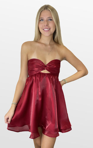 Celebrate With a Twist Strapless Dress