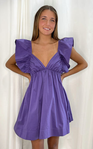 Get Your Game On Dress With Ruffle Sleeves