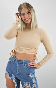 Everything Goes Side Ruched Long Sleeve Top