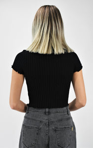 Risk Factor Pointelle Knit Crop