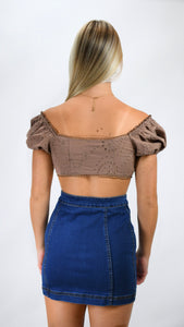 Tear Drop Eyelet Crop Top