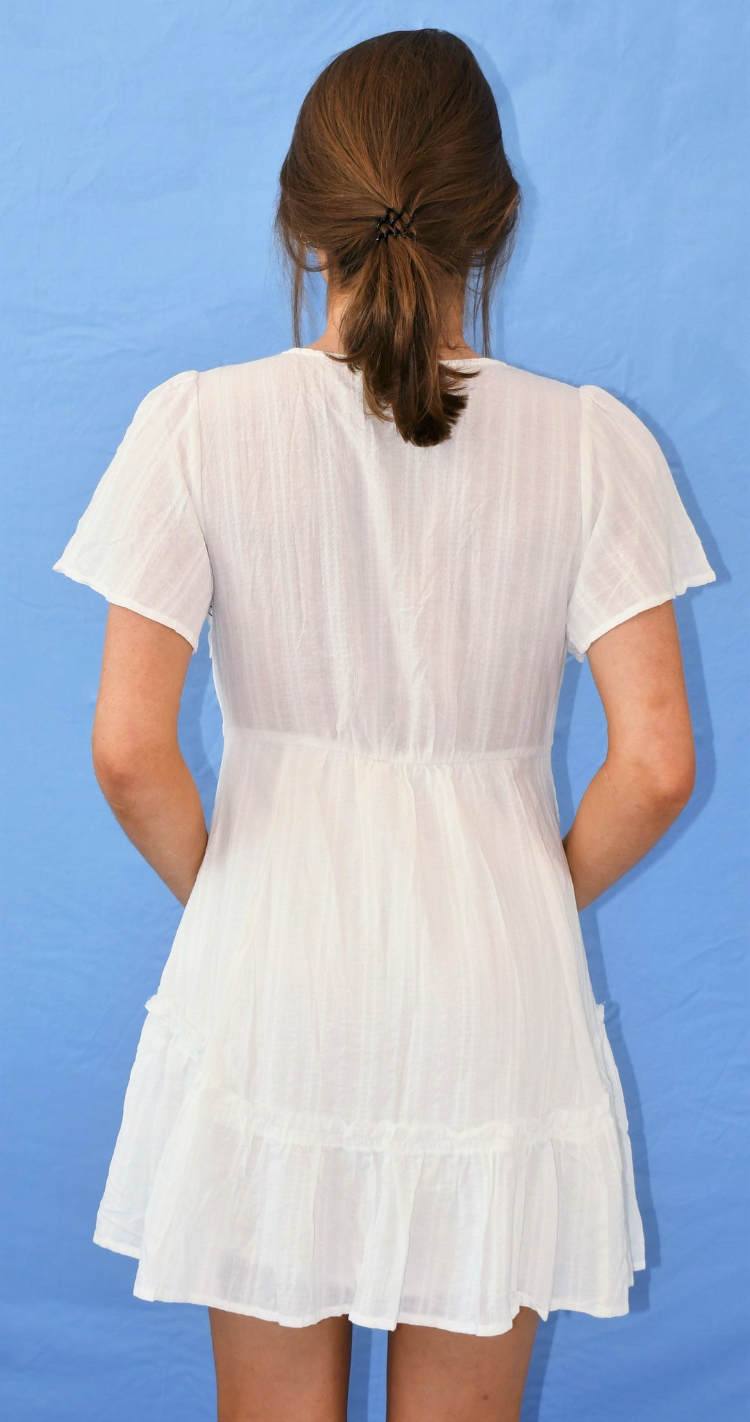 All A Flutter Empire Waist Dress with Flutter Sleeves M All A Flutter Empire Waist Dress with Flutter Sleeves M