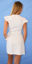 Load image into Gallery viewer, Linen Wrap Dress with Flutter Sleeves