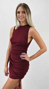 Long Story Short Ribbed Ruched Dress