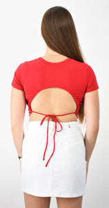 Back Around Open Back Crop Tee