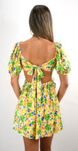 Load image into Gallery viewer, Yellow Watercolors O-Ring Open Midriff Mini Dress