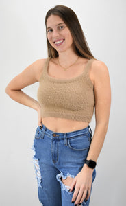 Cozy Bear Eyelash Knit Crop Top