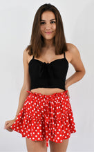 Load image into Gallery viewer, Red Dot Flirty Flounce Skirt