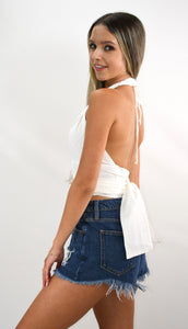 Play Around Eyelet Wrap Halter Top