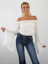 Load image into Gallery viewer, Off the Shoulder Boho Top with Bell Sleeves