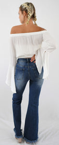 Modern Button Front Flair Jeans