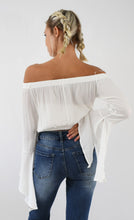 Load image into Gallery viewer, Off the Shoulder Boho Top with Bell Sleeves